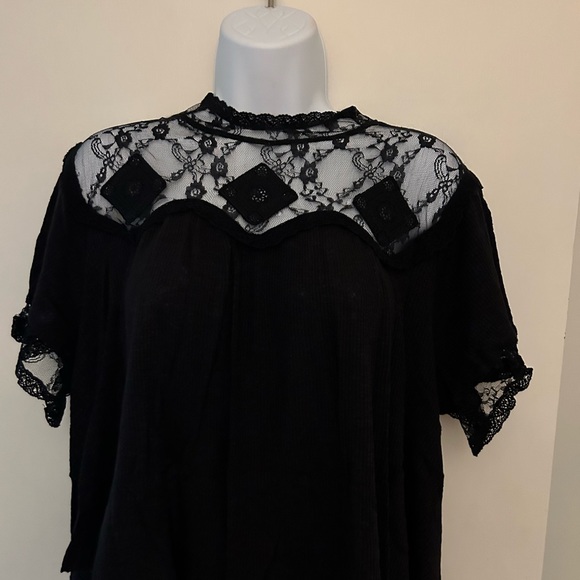 Free people black blouse cotton/lace - Picture 4 of 8